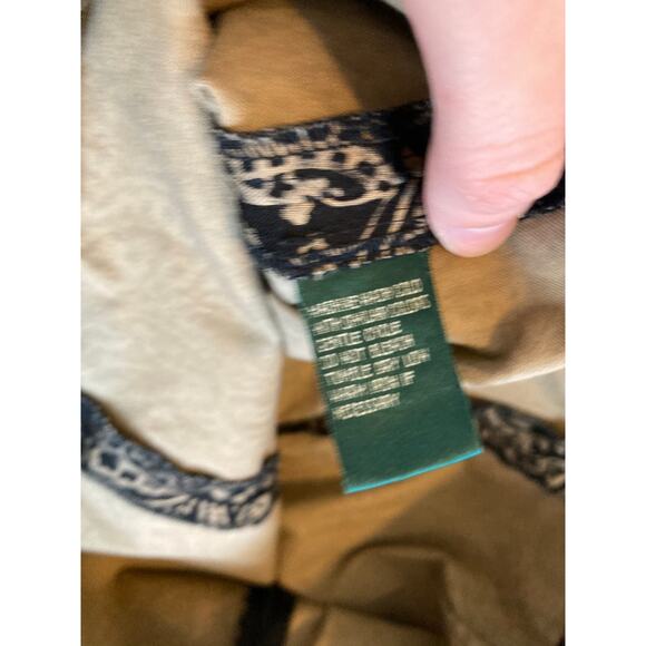 Lauren Ralph Lauren Pants 14P Large Petite Paisley Chino Stretch Straight Flat - Picture 6 of 12